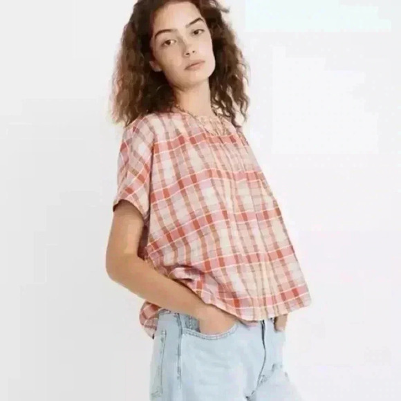 Madewell XXS Plaid Boxy Top - Picture 6 of 10